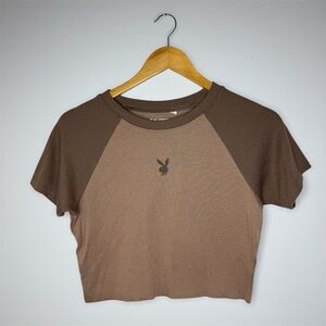 PLAYBOY by PacSun Women's Two-Tone Brown Crop Top